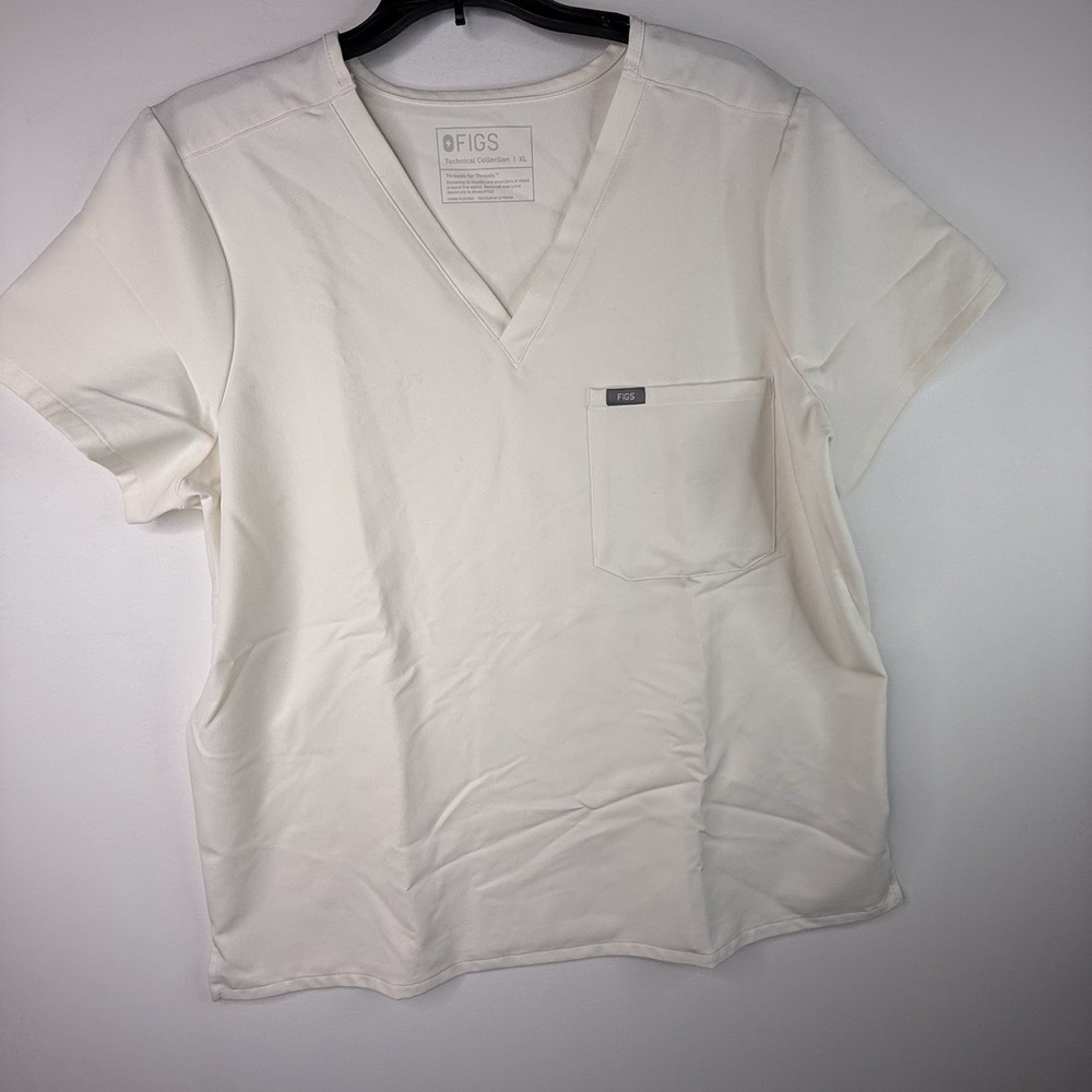 Figs Off White V-Neck Scrub Top Technical Collection XL